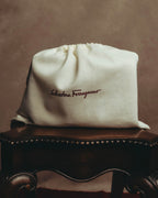 "Salvatore Ferragamo" 2010's-20's Ivory perforated leather chain shoulder bag