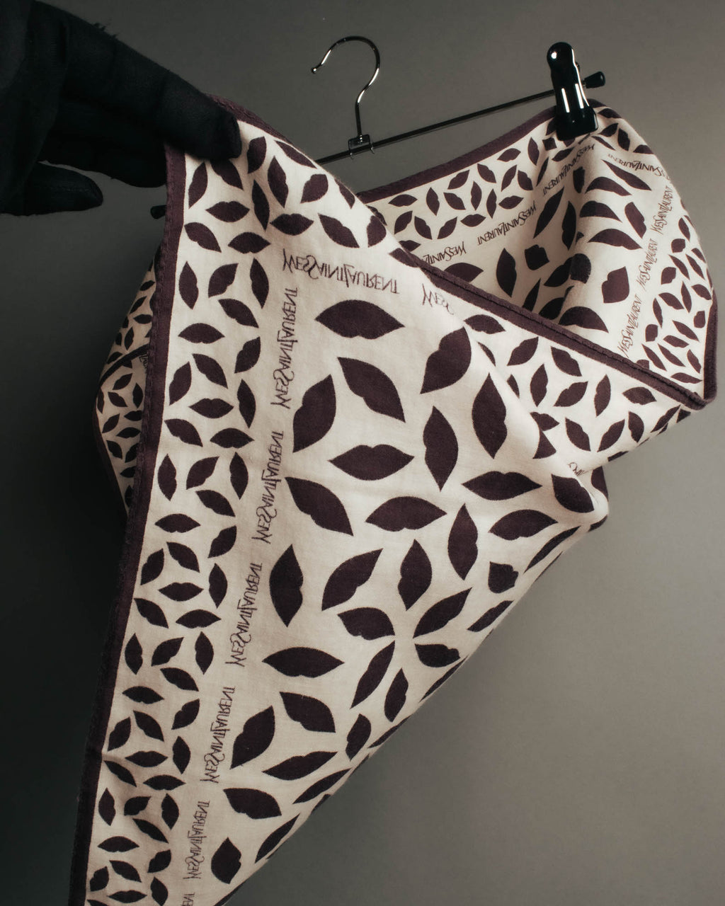 “Yves Saint Laurent” 80’s-90’s Leaf motif logo mini scarf