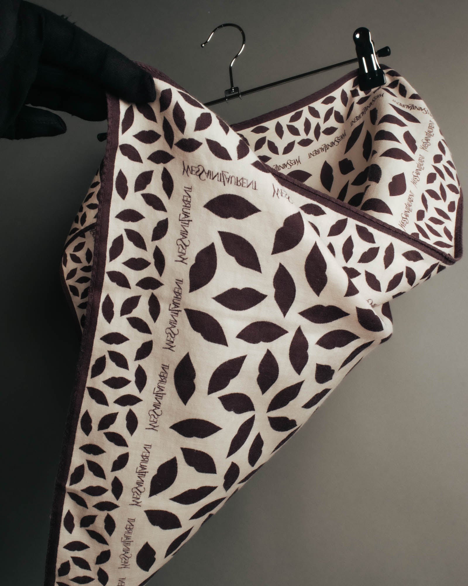 “Yves Saint Laurent” 80’s-90’s Leaf motif logo mini scarf