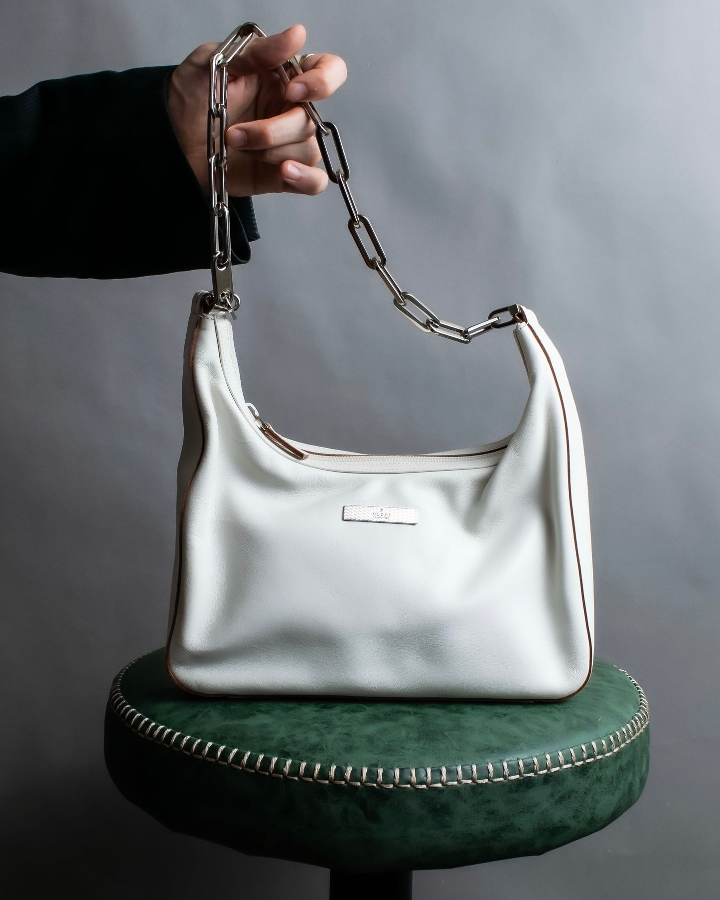 "GUCCI" Silver chain one handle shoulder bag