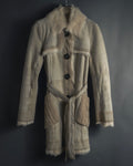 "BURBERRY BLUE LABEL" 00’s Shearling cable-knit pockets coat