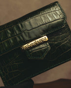 "Yves Saint Laurent" 80's Dark green crocodile compact wallet
