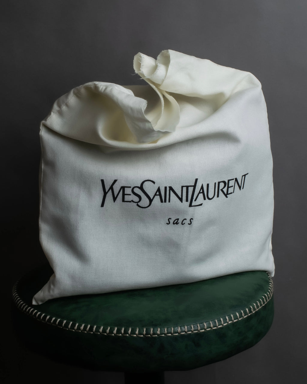 "YVES SAINT LAURENT" Gold medallion motif design suede leather shoulder bag