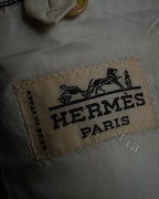 "HERMES" 90’s belvest silk wool linen peak lapel tailored jacket