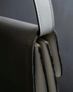 "YVES SAINT LAURENT" Large tab detail white leather shoulder bag