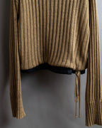 "MAISON MARGIELA" Ribbed drawcord cotton linen knit pullover