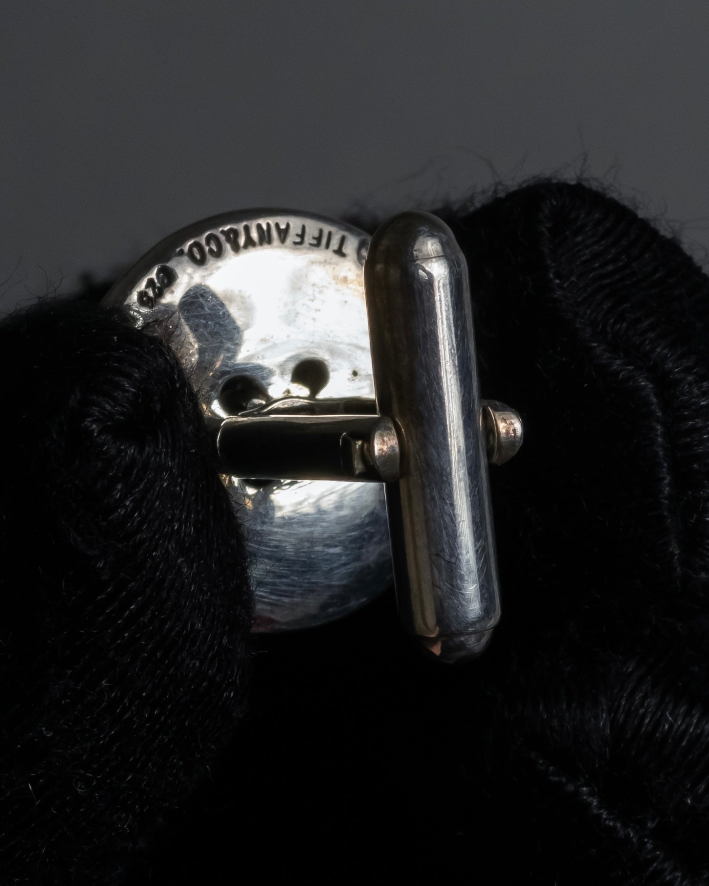 "Tiffany&Co" Button motif design silver cufflinks