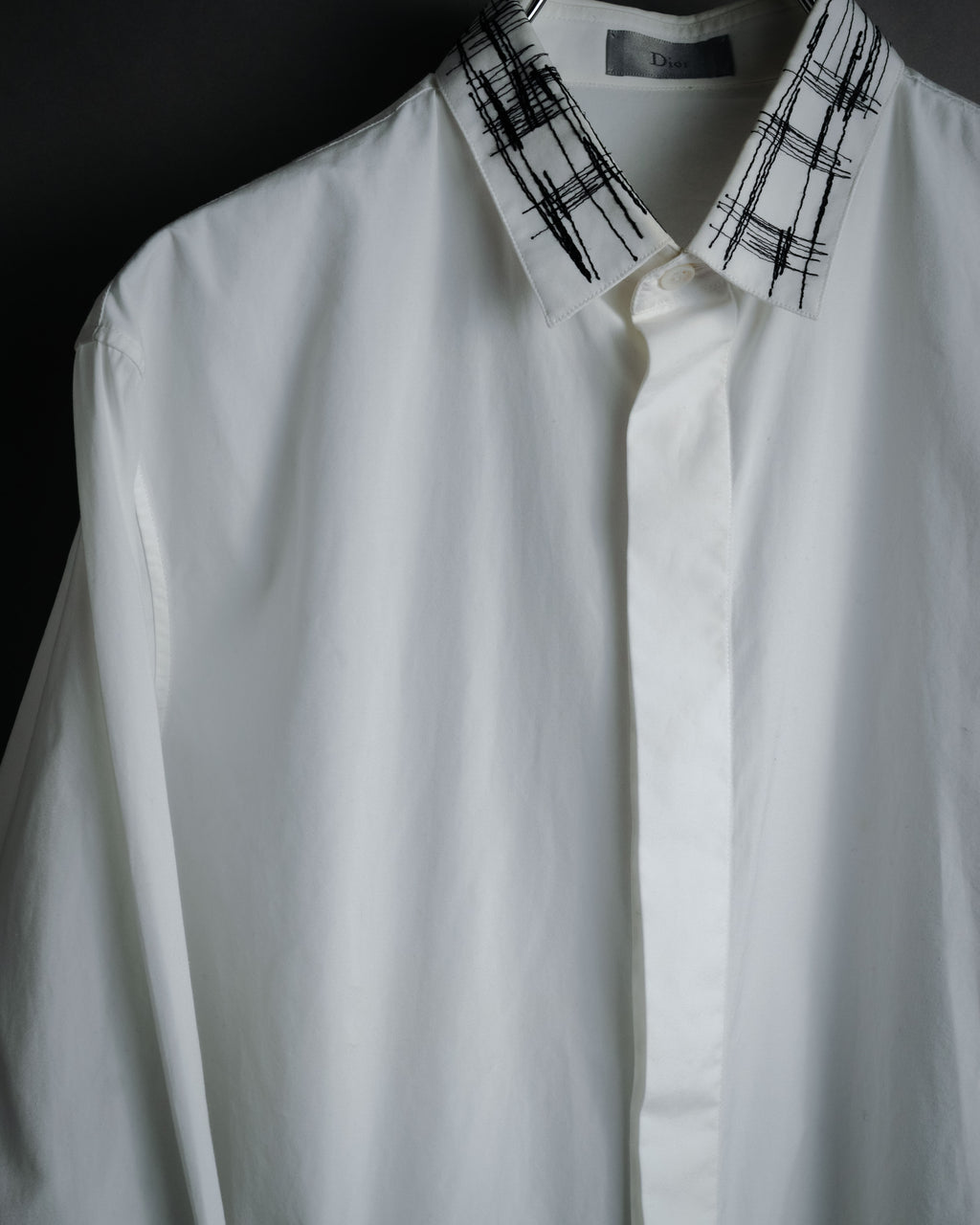 –SPECIAL– "Dior" 2024SS Embroidered grid-collar fly-front shirt