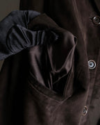 "LOEWE" 80's flowing line suede leather chester coat