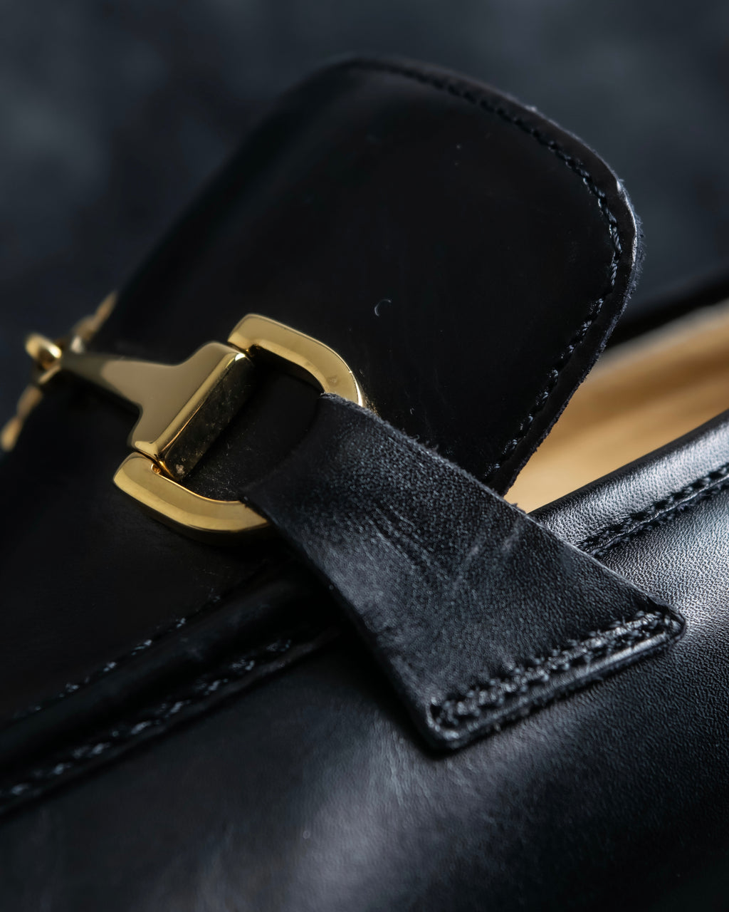 "GUCCI" Horsebit motif square toe heeled loafers