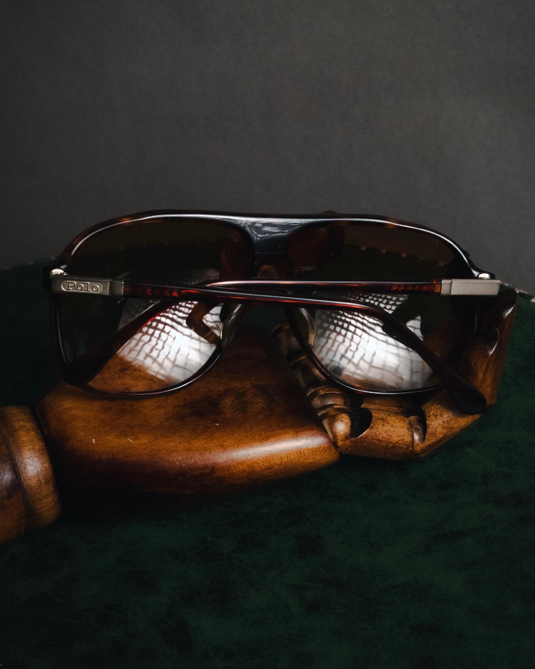 "Polo Ralph Lauren" 85’s-95’s Tortoiseshell aviator logo temples sunglasses