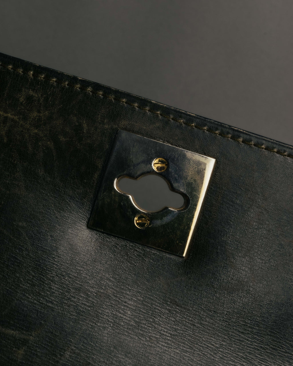 "CELINE" 70's-80's Structured lizard embossed leather top handle handbag