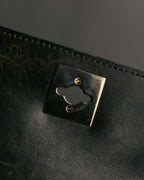 "CELINE" 70's-80's Structured lizard embossed leather top handle handbag