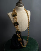 "CELINE" AVENUE MONTAIGNE 38 design gold necklace & belt
