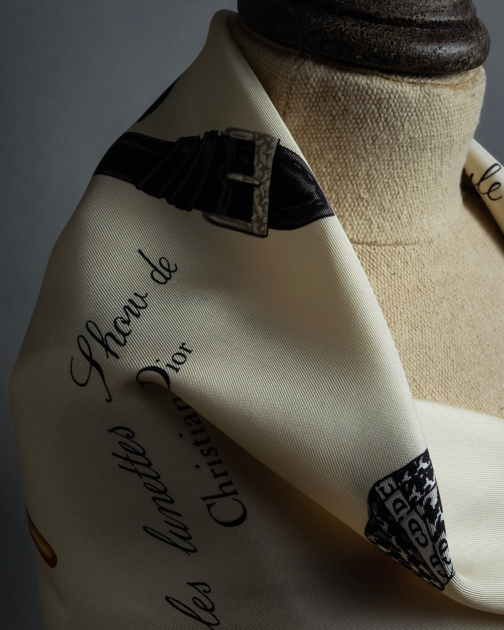 "Christian Dior" Parisian accessory motif silk scarf