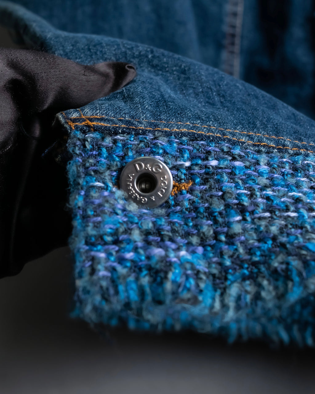 “D&amp;G” Tweed attached bijou button denim jacket