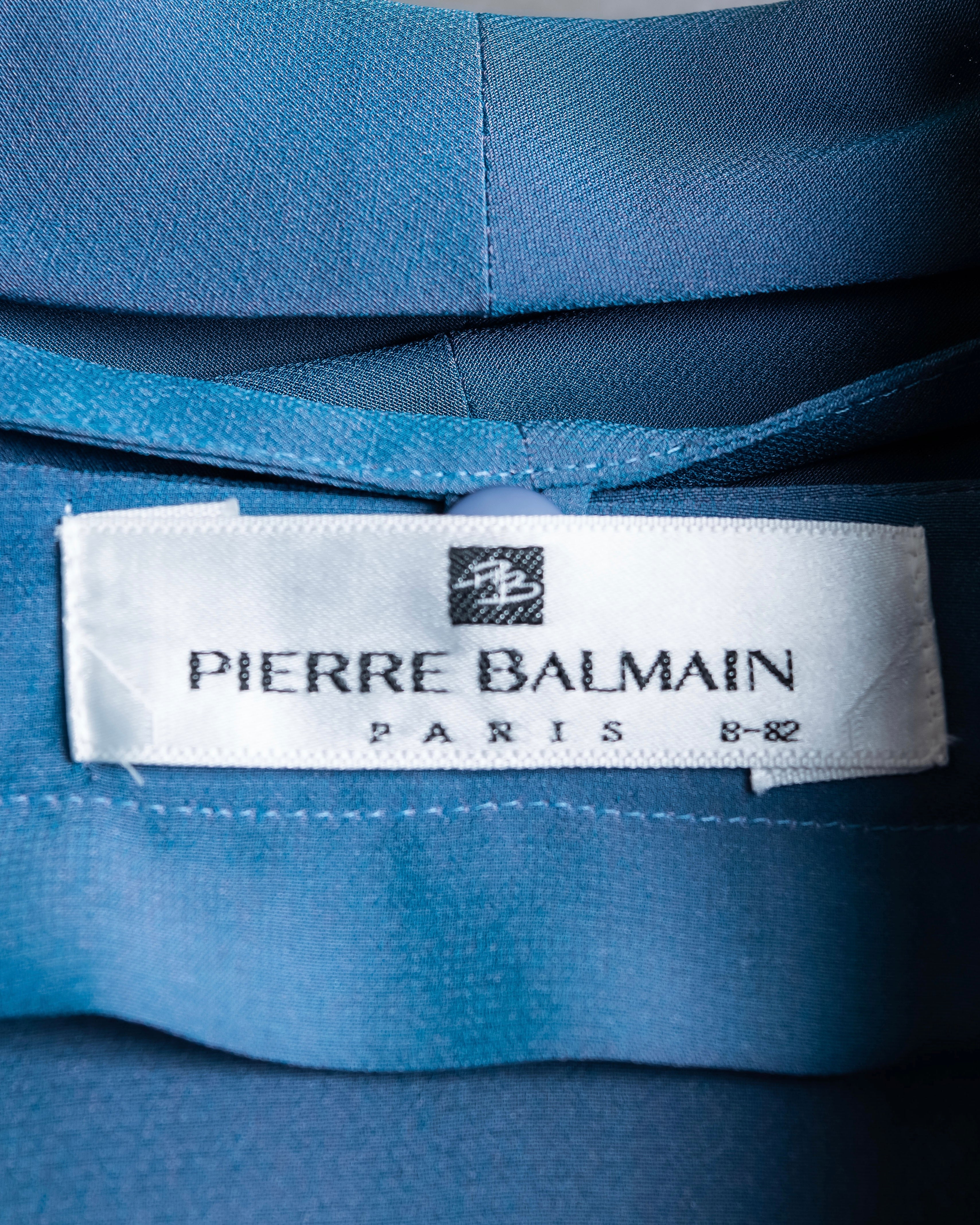 "PIERRE BALMAIN" Beautiful light blue color sheer bowtie blouse