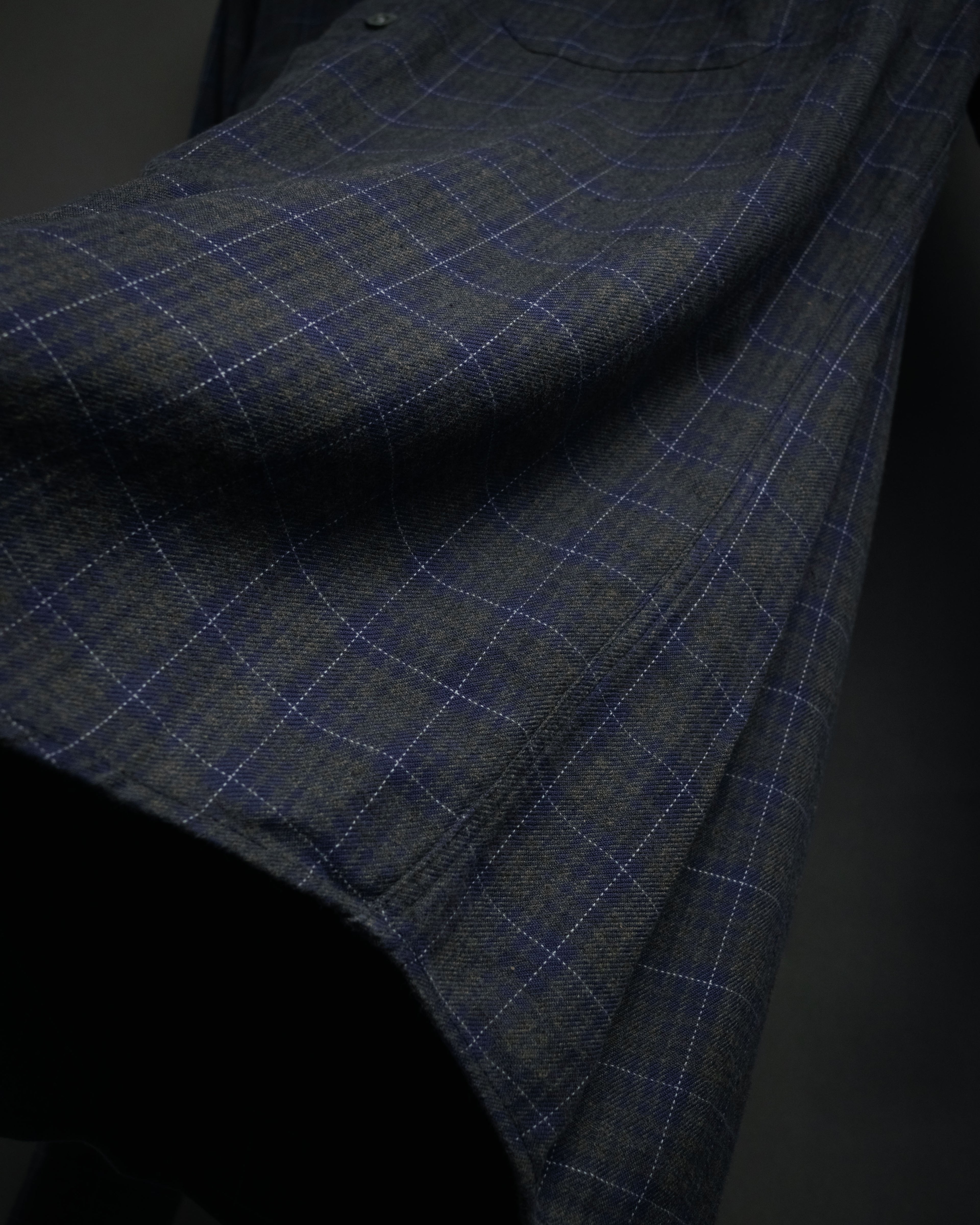 “HERMES” 90’s–00’s Windowpane cotton button down shirt