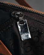 "CELINE" 00's Macadam logo engraved suede leather bag