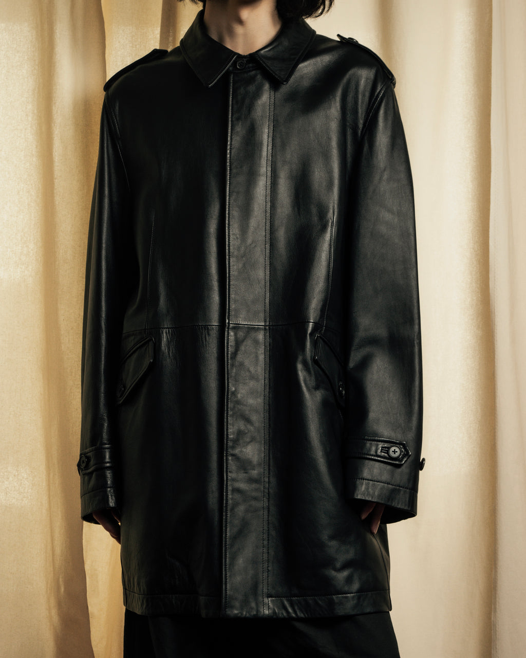 "DURBAN" Double zipper sheepskin leather coat