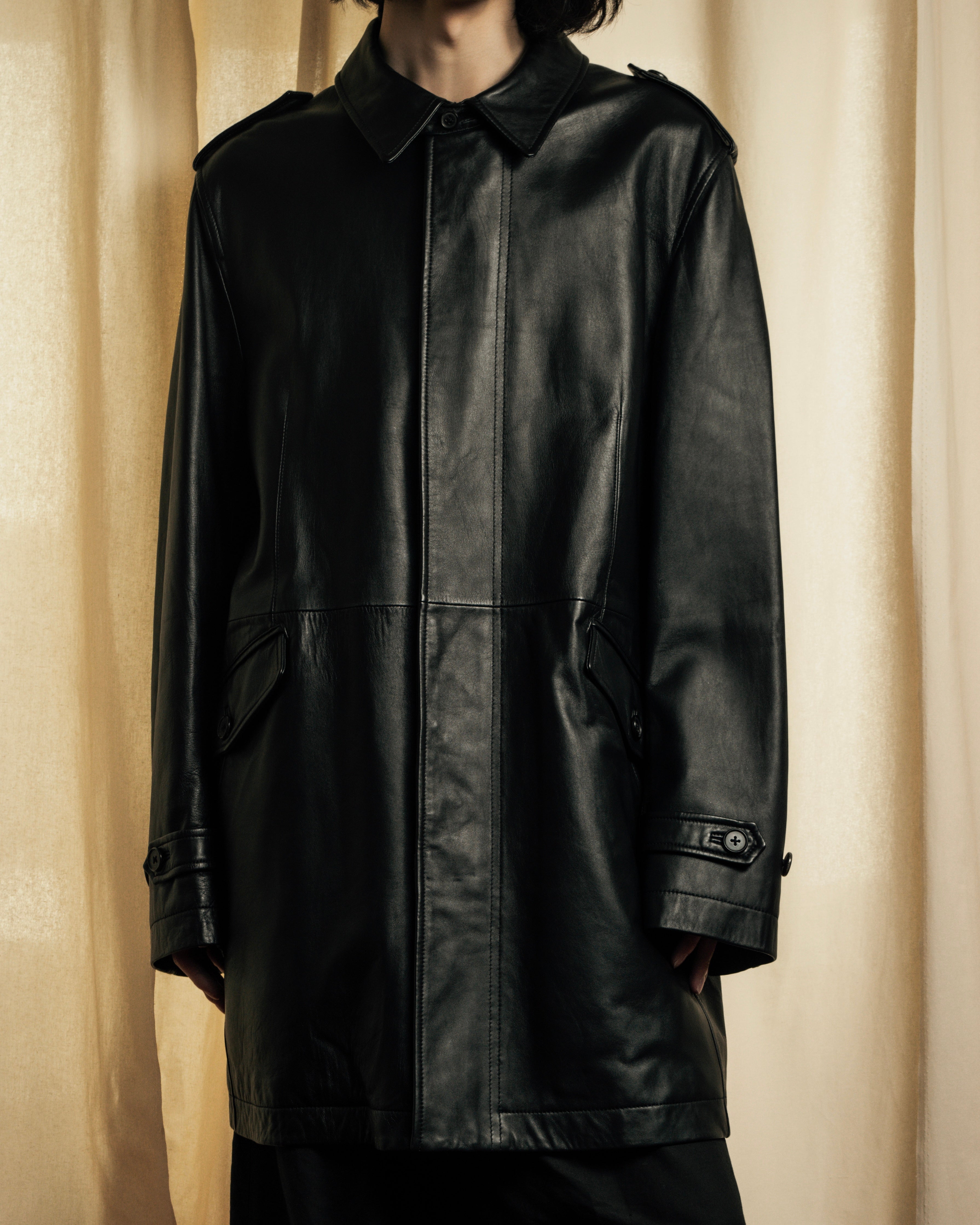 "DURBAN" Double zipper sheepskin leather coat