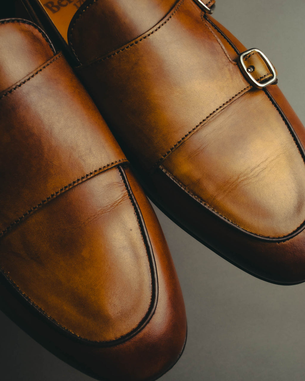 “Berwick 1707” 2010’s Patina aniline leather double monk shoes