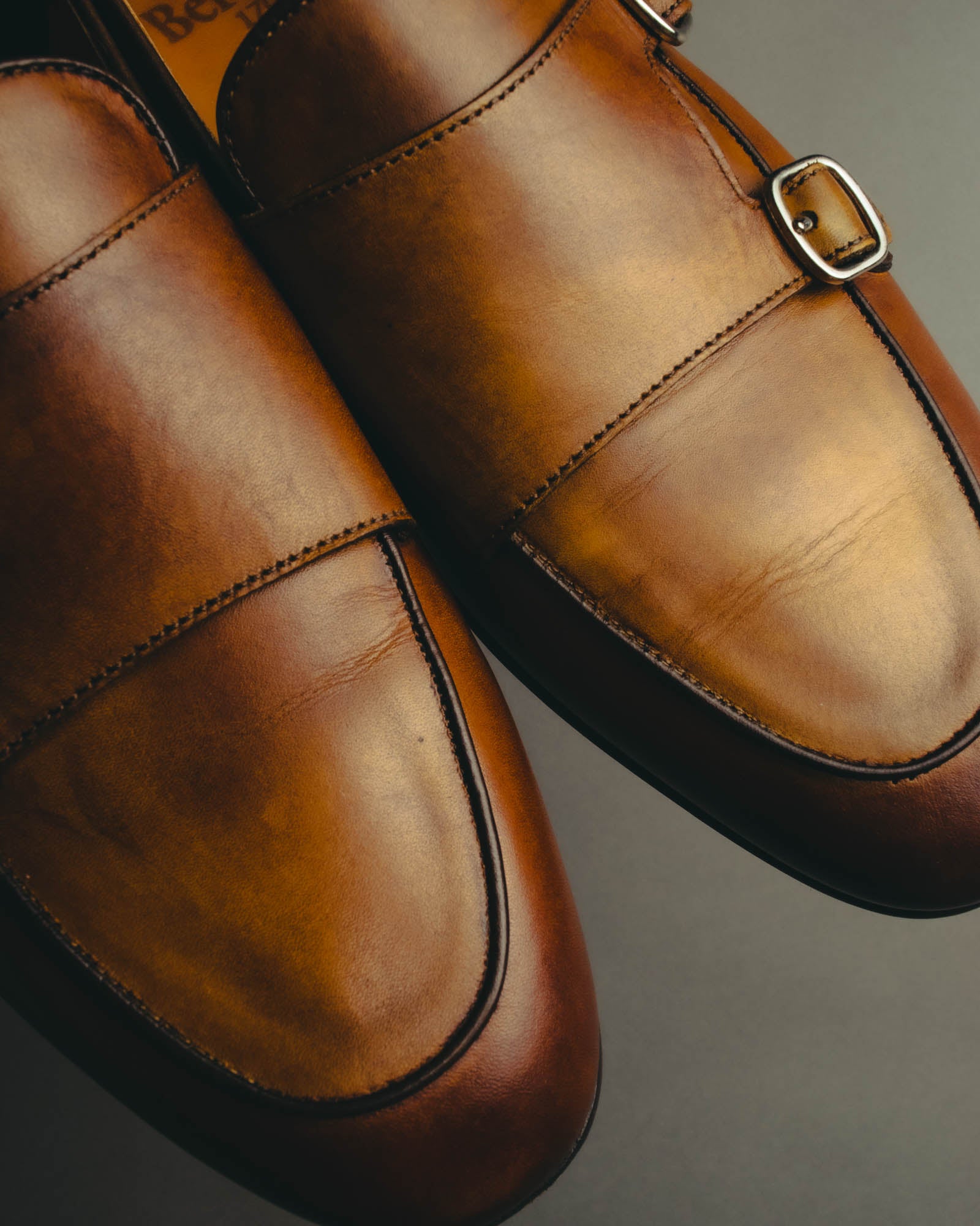 “Berwick 1707” 2010’s Patina aniline leather double monk shoes