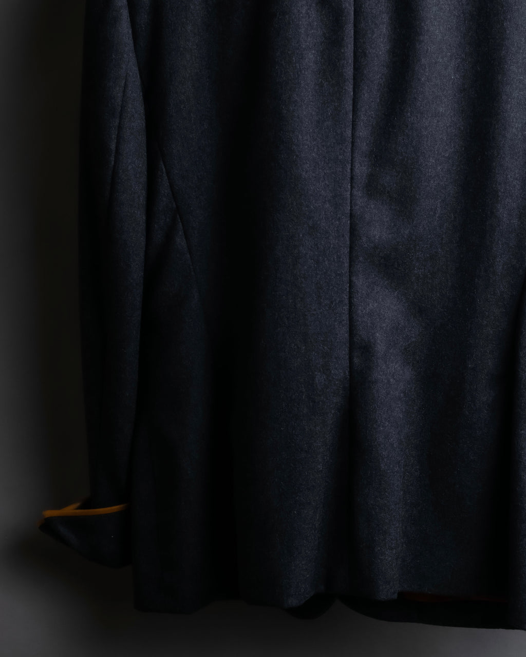 "HERMES" Vintage leather piping design belted tailored jacket