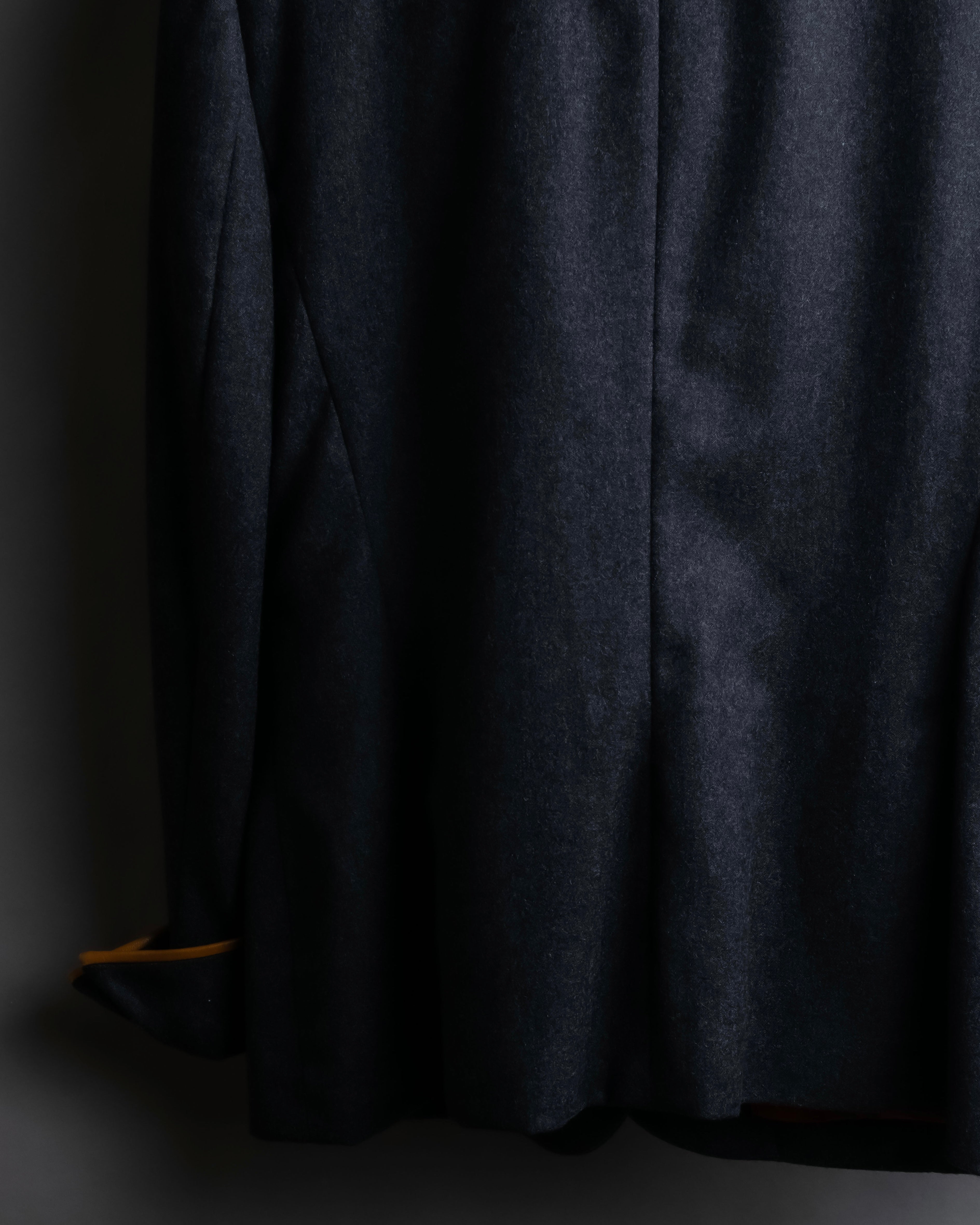 "HERMES" Vintage leather piping design belted tailored jacket