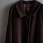 "BURBERRYS" Fly front deep brown soutien collar super long coat