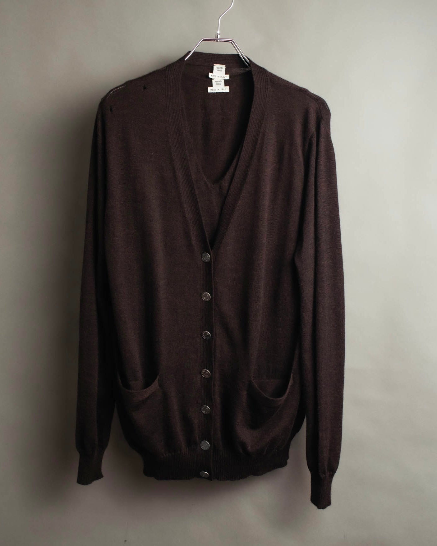 -SPECIAL- “HERMES” 00’s Cashmere cardigan and sleeveless knit twin set