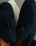 "Santoni" 2010's-2020's Elegant navy suede tassel loafers