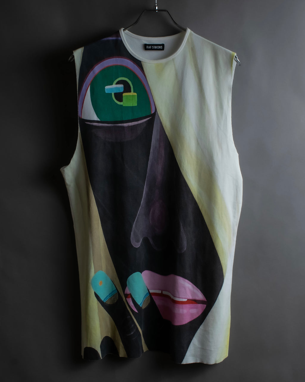 "RAF SIMONS" 13SS Surrealist face print sleeveless top