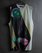 "RAF SIMONS" 13SS Surrealist face print sleeveless top