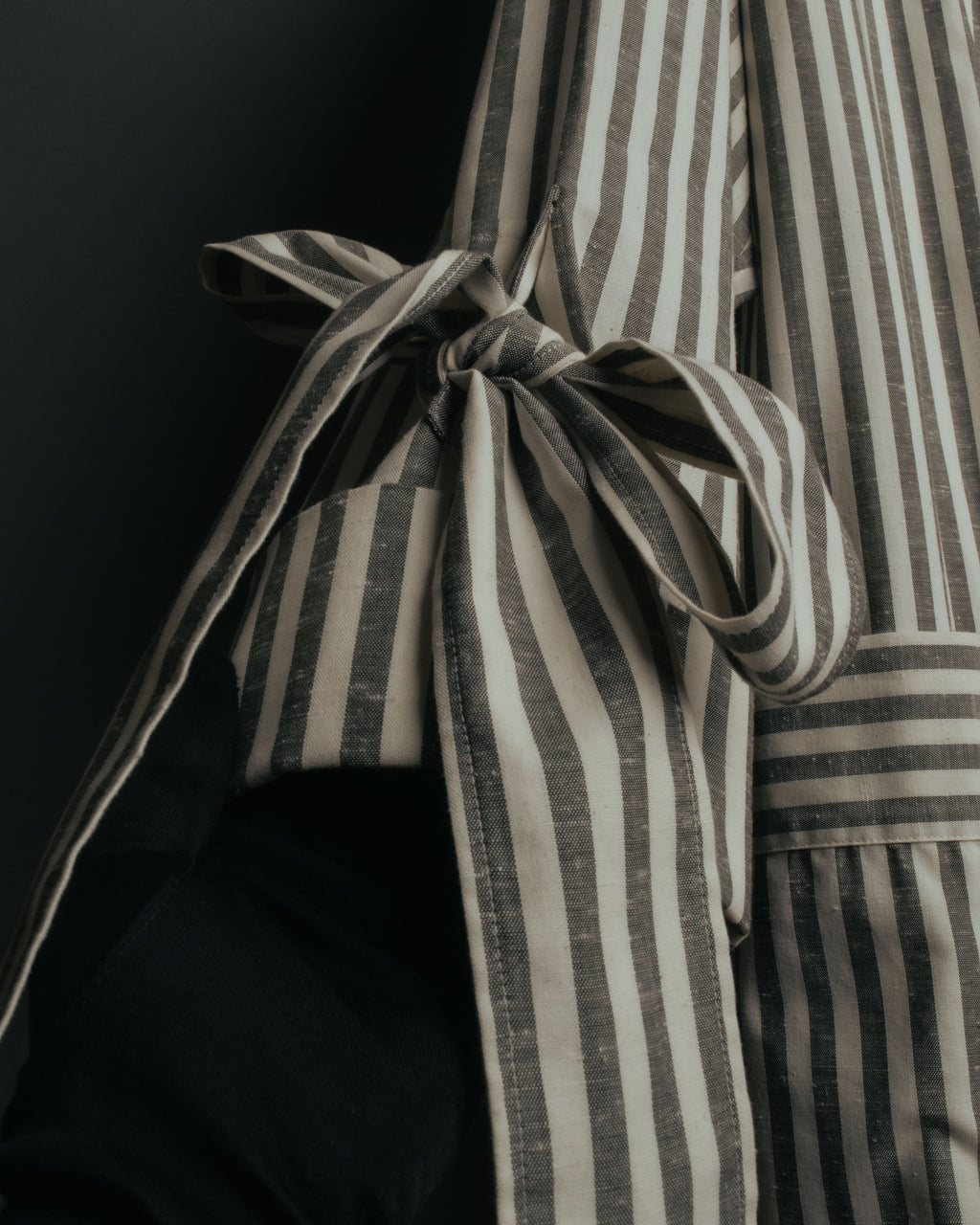 -SPECIAL- “LOEWE” 2010’s striped ribbon sleeve long gown coat