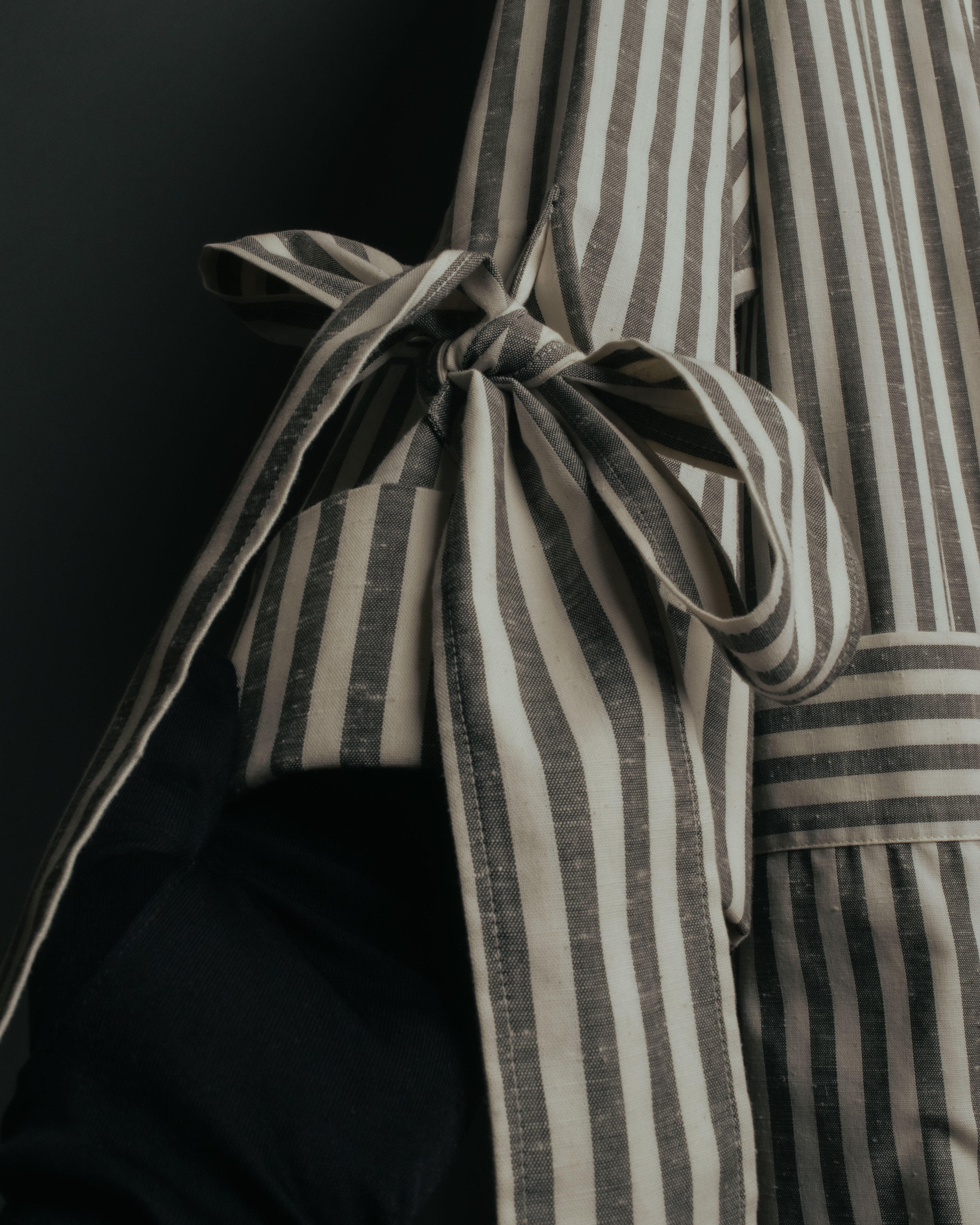 -SPECIAL- “LOEWE” 2010’s striped ribbon sleeve long gown coat