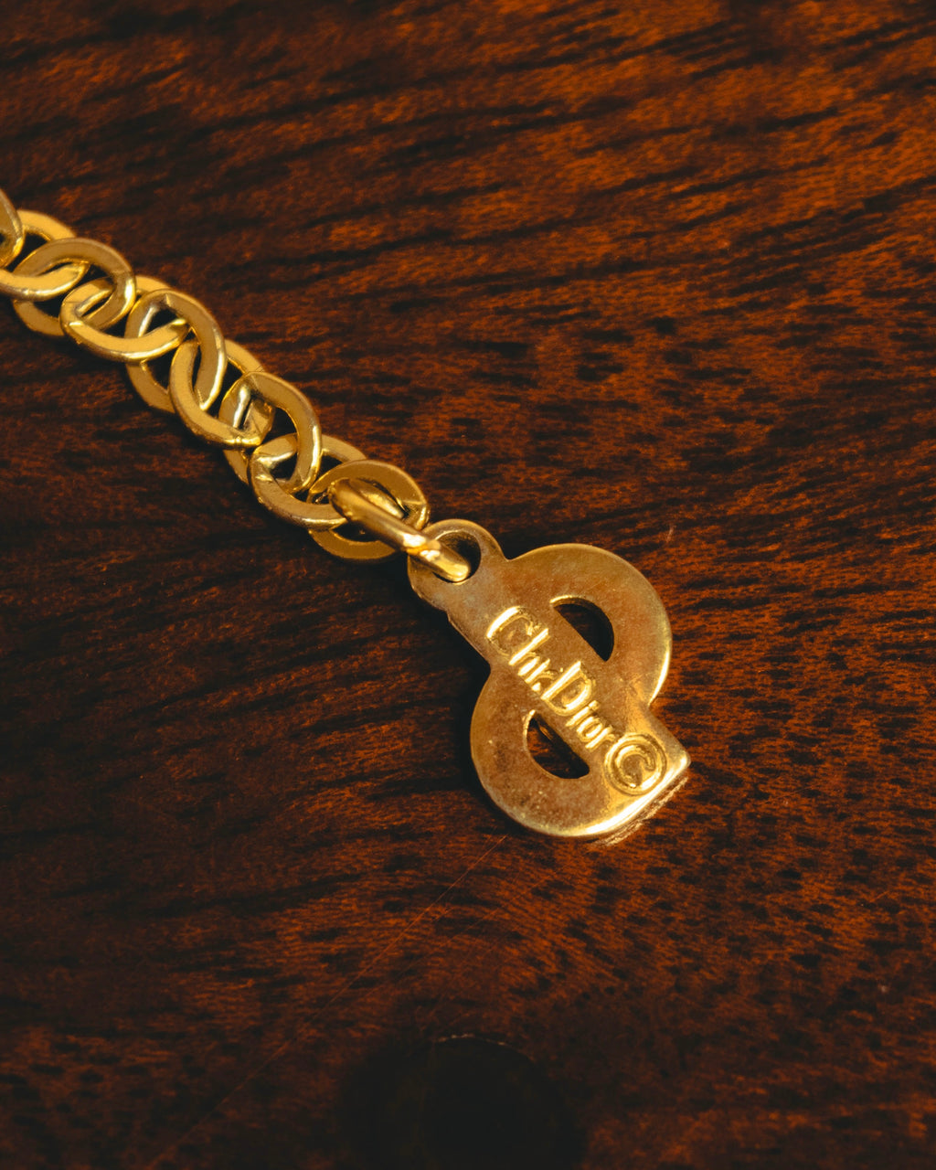"Christian Dior" 80's-90's Gold tone bottle pendant necklace