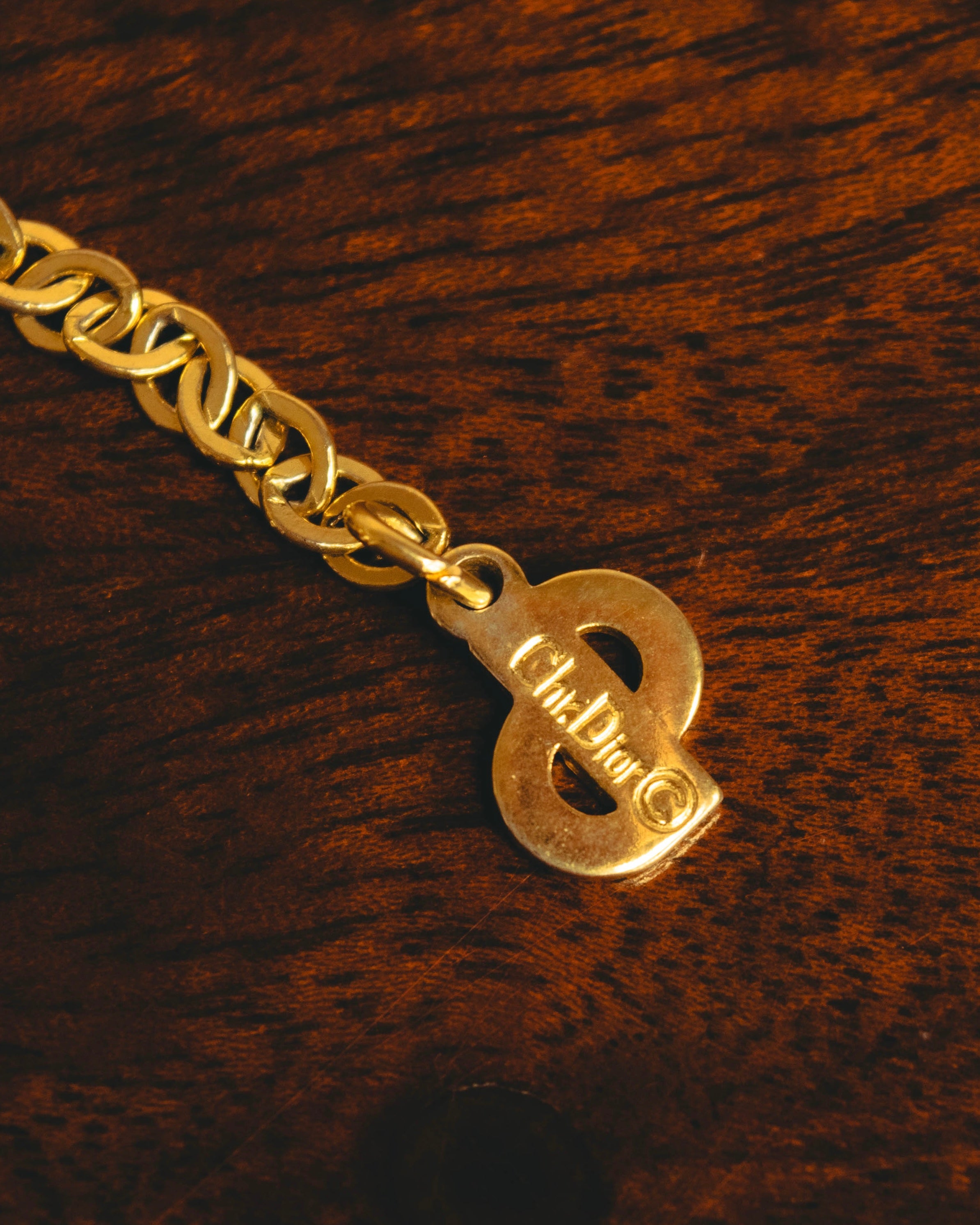 "Christian Dior" 80's-90's Gold tone bottle pendant necklace