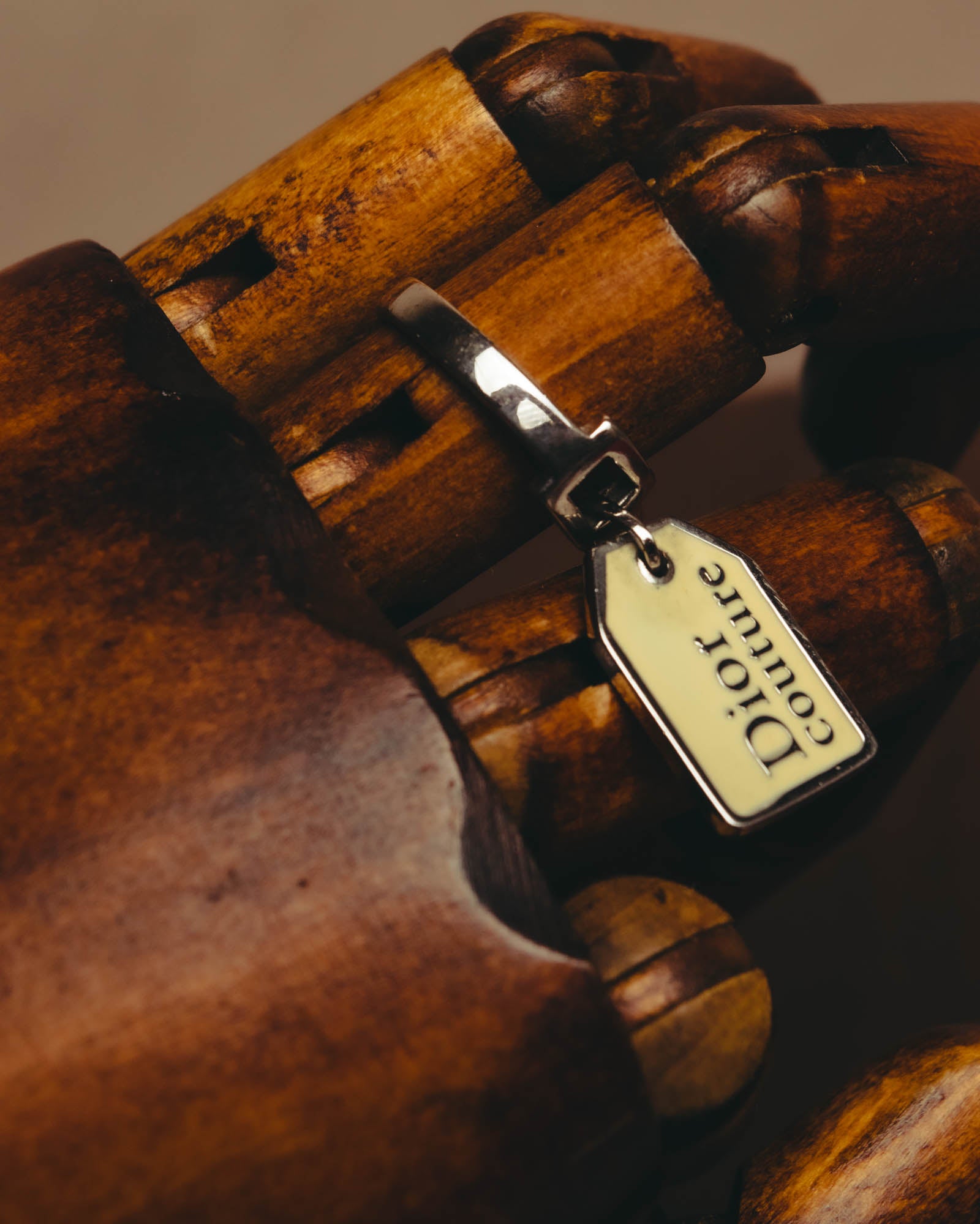 "Christian Dior" Cream enamel key ring