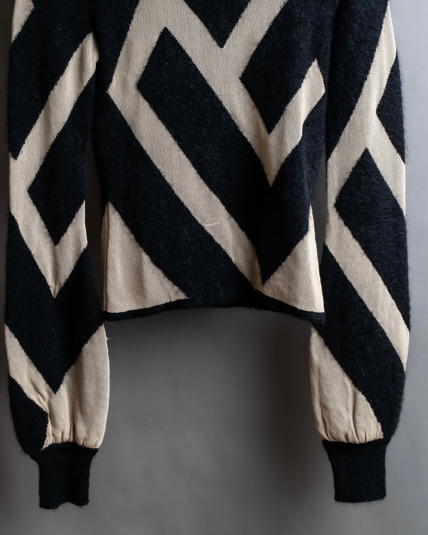 "BALMAIN" Geometric pattern turtleneck ribbed knit pullover