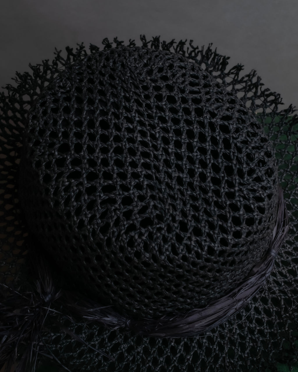 "Christian Dior" Raffia ribbon design paper fiber hat