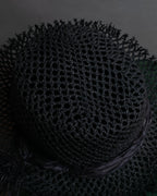 "Christian Dior" Raffia ribbon design paper fiber hat