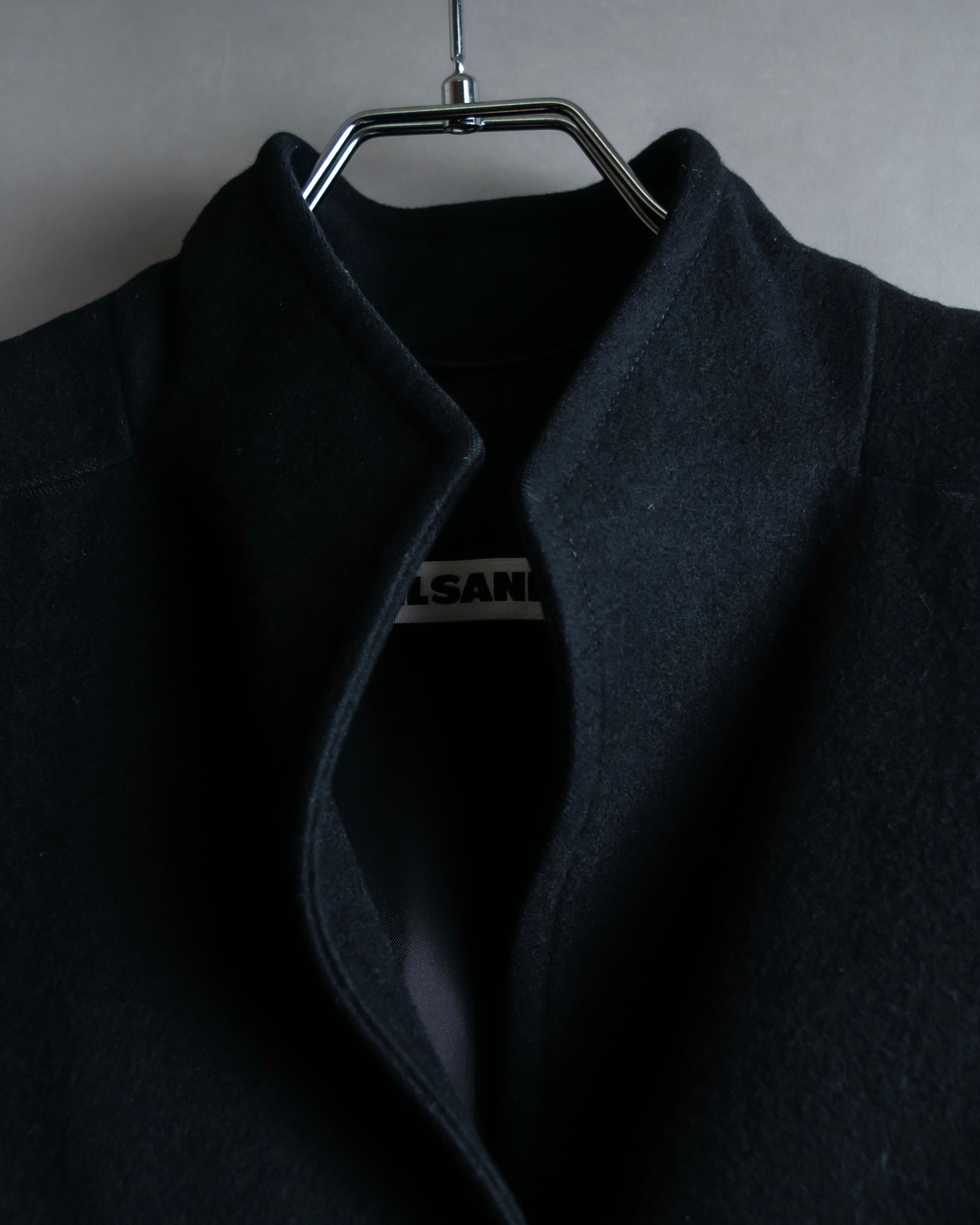 "JIL SANDER" 100% cashmere straight line stand collar coat