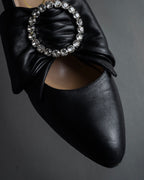 "GUCCI" Michele design ribbon crystal buckle pumps