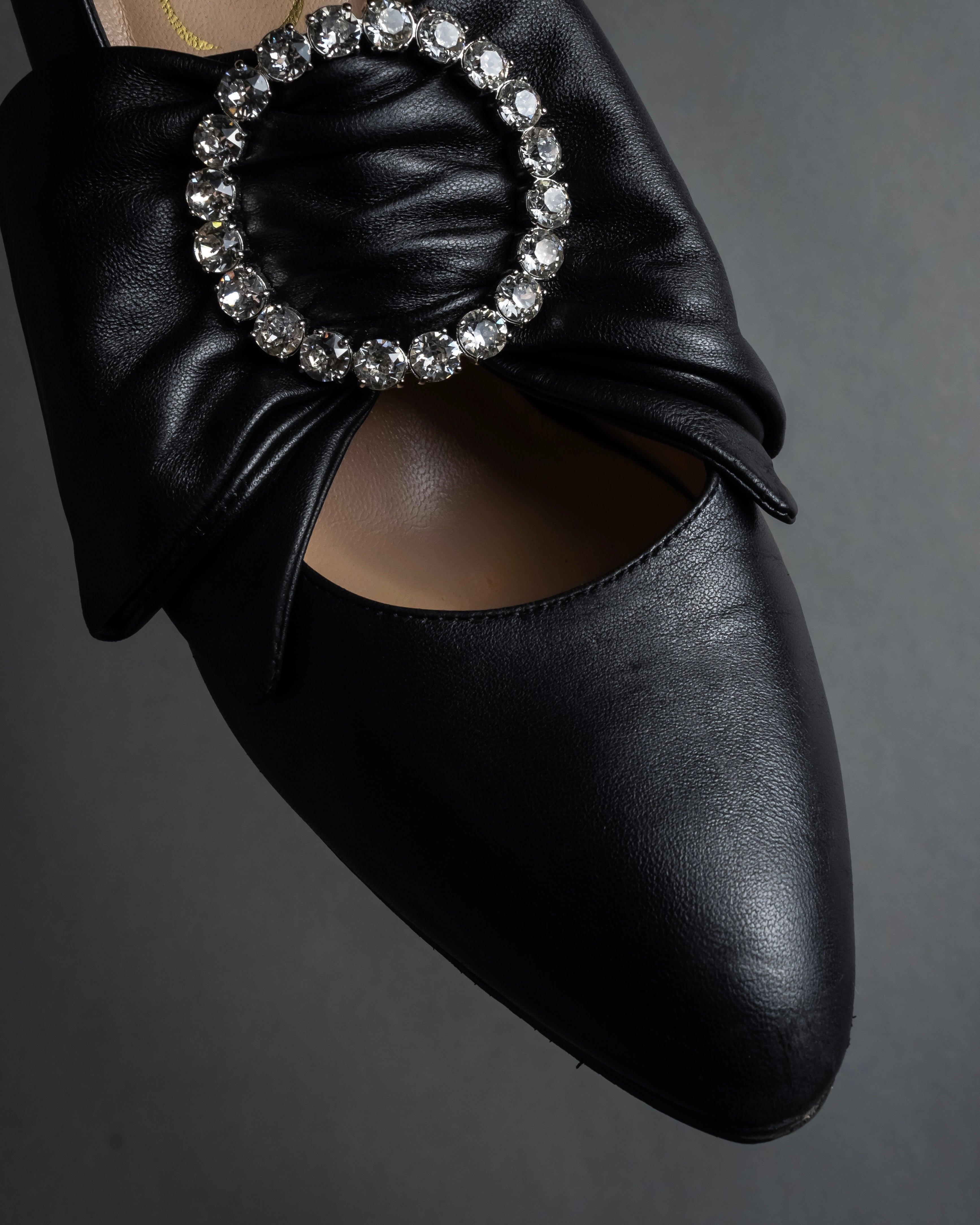 "GUCCI" Michele design ribbon crystal buckle pumps