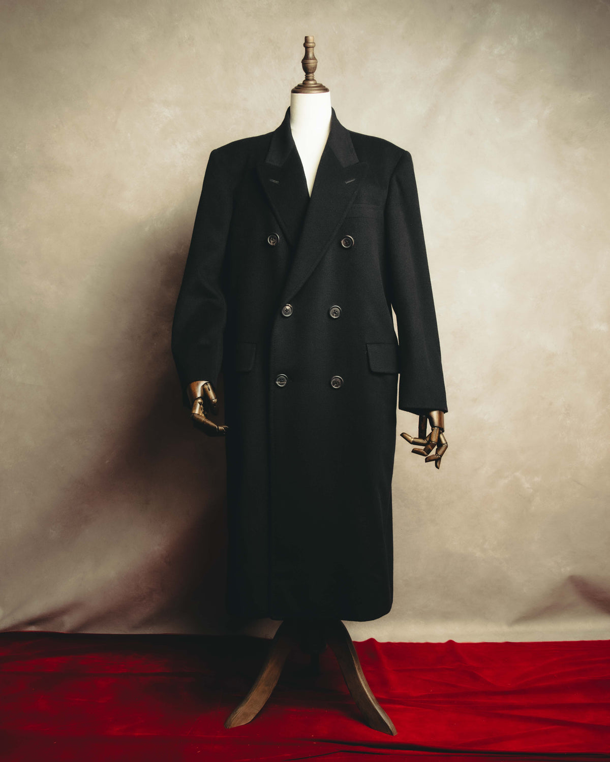 “Burberrys” Late 80’s-early 90’s deep navy double-breasted chesterfield coat