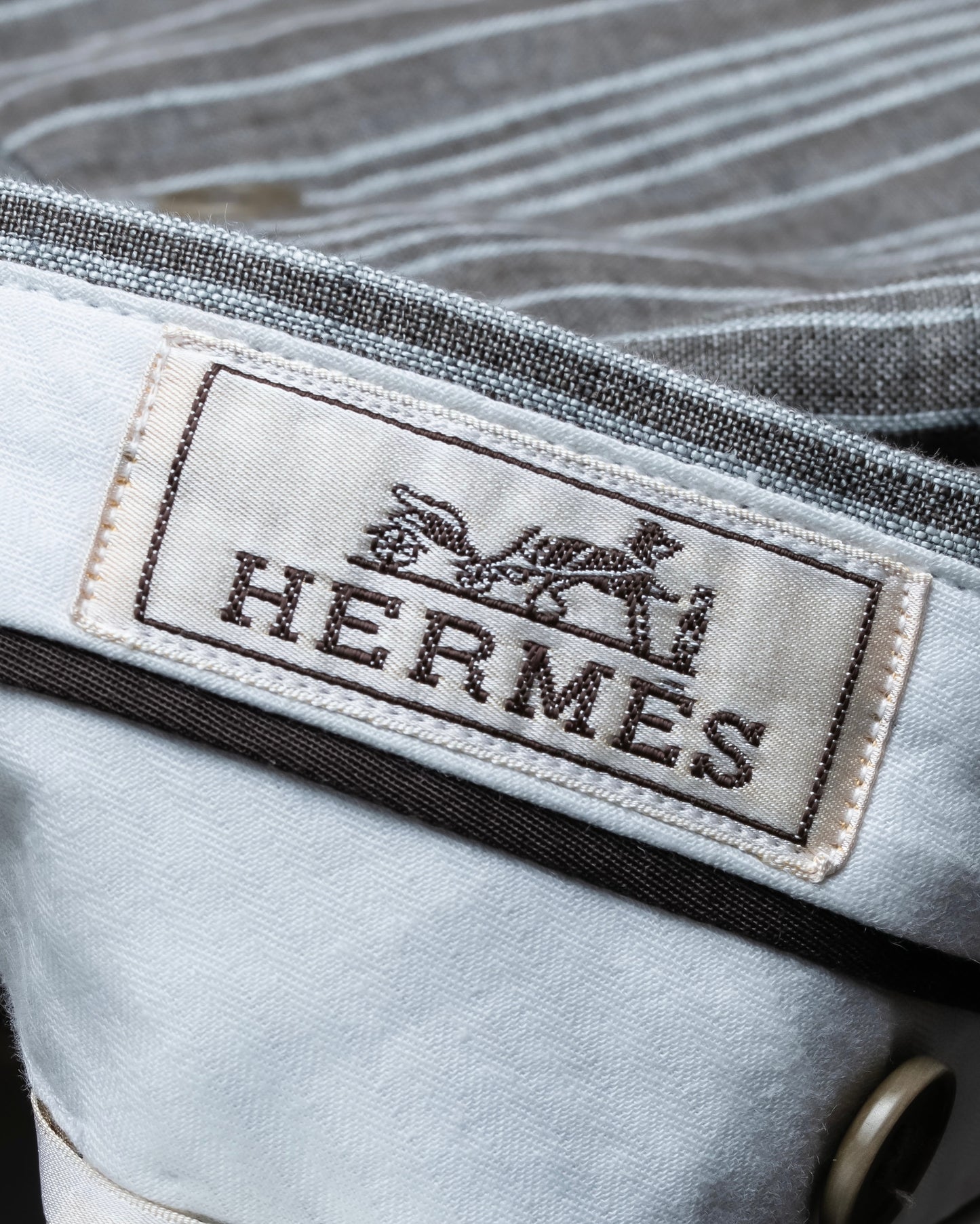 "HERMES" Multi stripe pattern wide tapered slacks