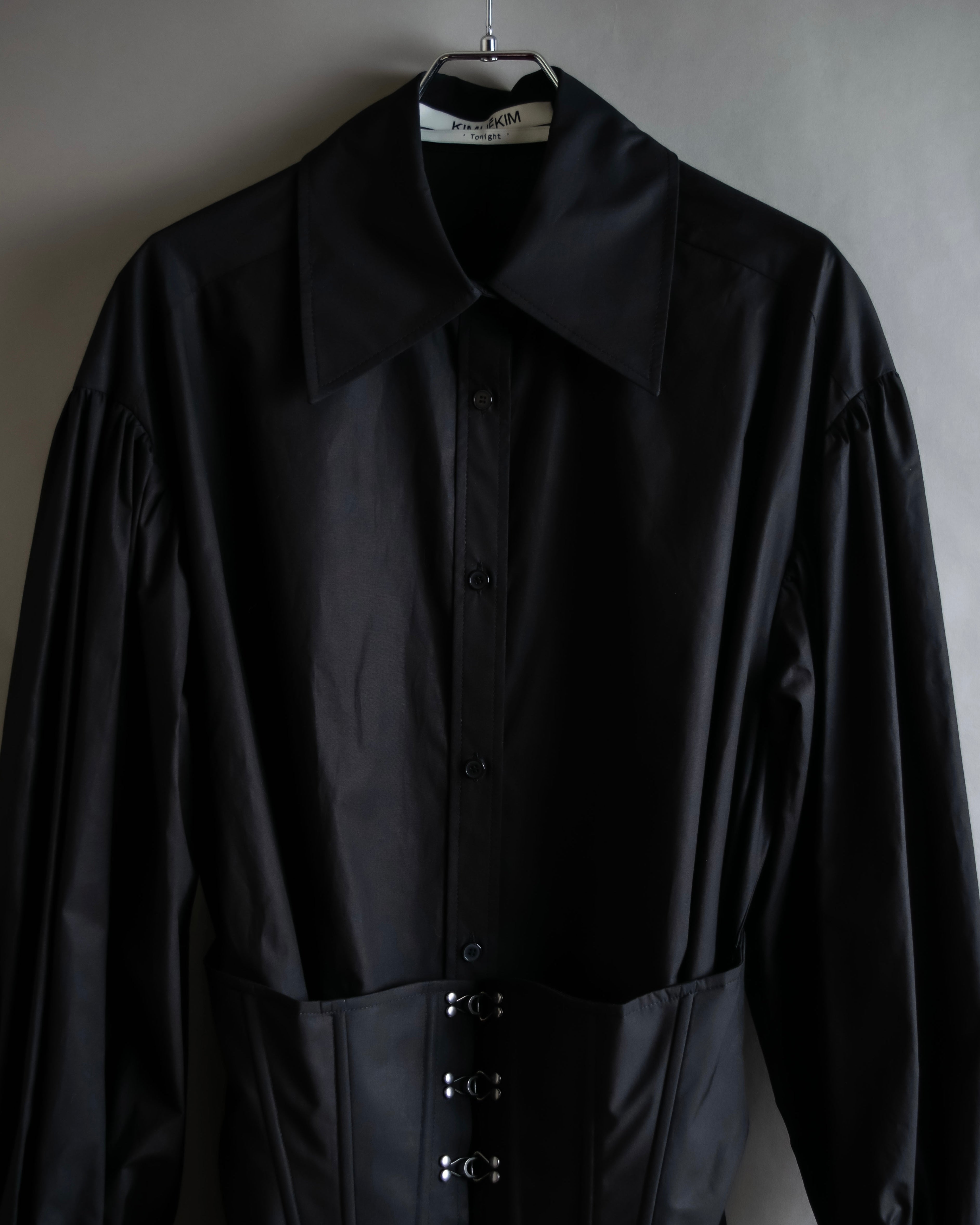 "KIMHĒKIM" Bondage corset belt design shirt dress