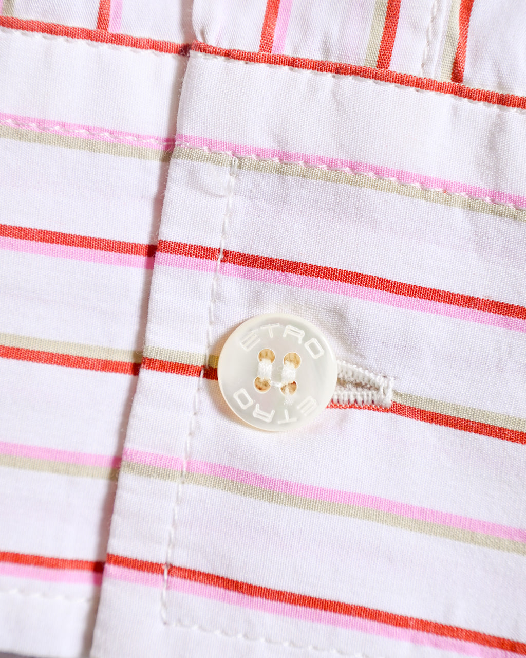 ETRO/ Oversized Multi Color Striped Shirt Pink × White