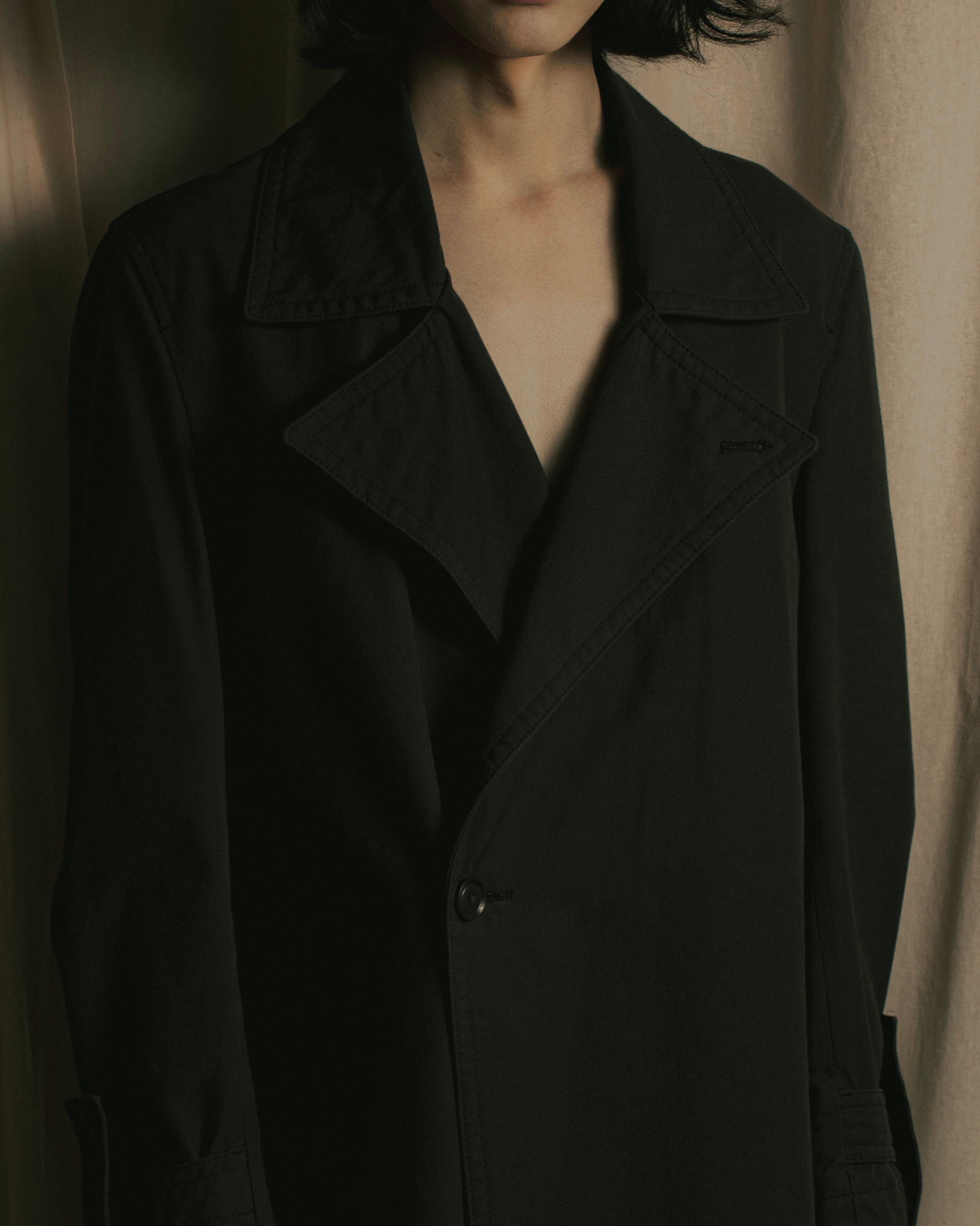 "Ground Y" 19AW Draping design cotton gabardine trench coat